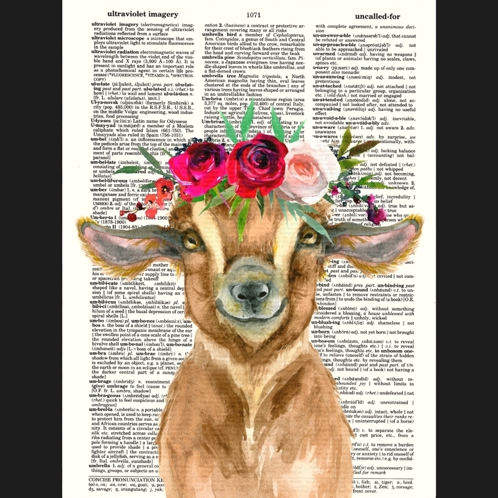 Baby Goat Vintage Dictionary Art Print Home Decor - Picture 1 of 4